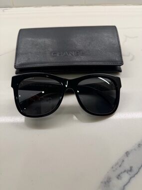 Chanel Black Oversized Cat-Eye Sunglasses